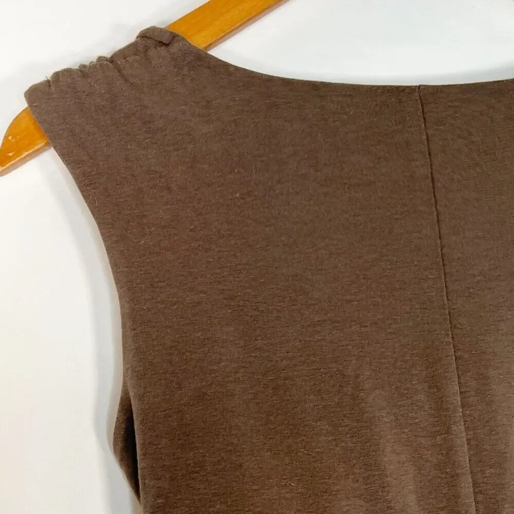 Athleta Brown Sleeveless Wrap-Style Mini Dress - Picture 8 of 10